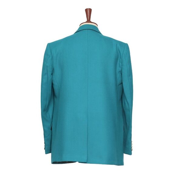 Mens Blazer Turquoise Wool Velvet Formal Tuxedo Jacket Wedding Sport Coat 44R - Picture 2 of 8